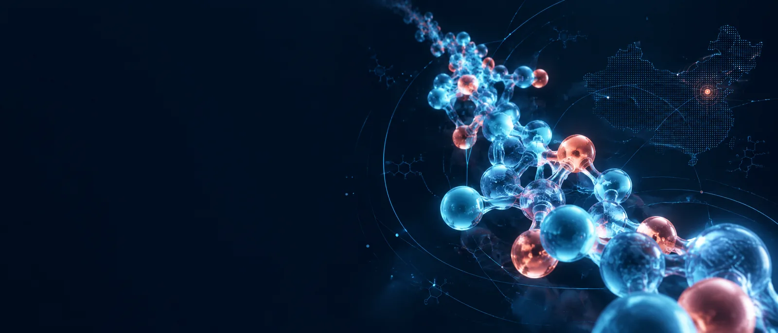 Abstract luminous peptide molecule illustration